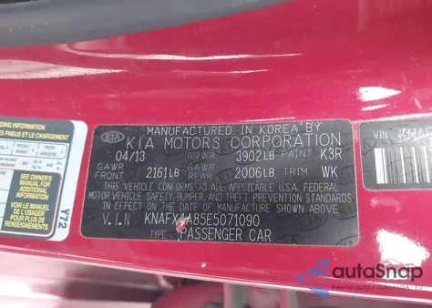 2014 Kia Forte Ex из США, поврежденный, VIN KNAFX4A85E5071090